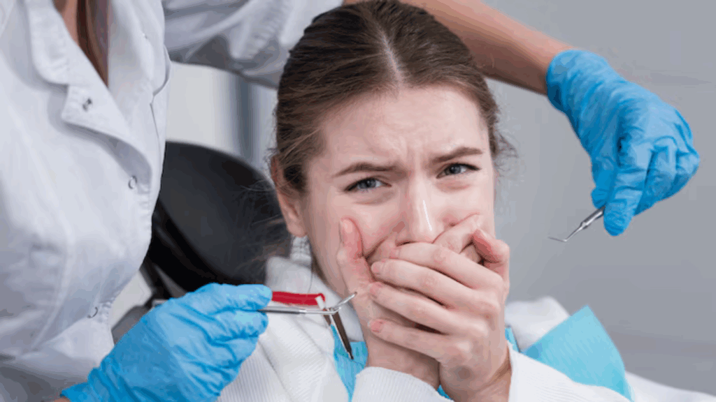 Anxious woman at dental appointment